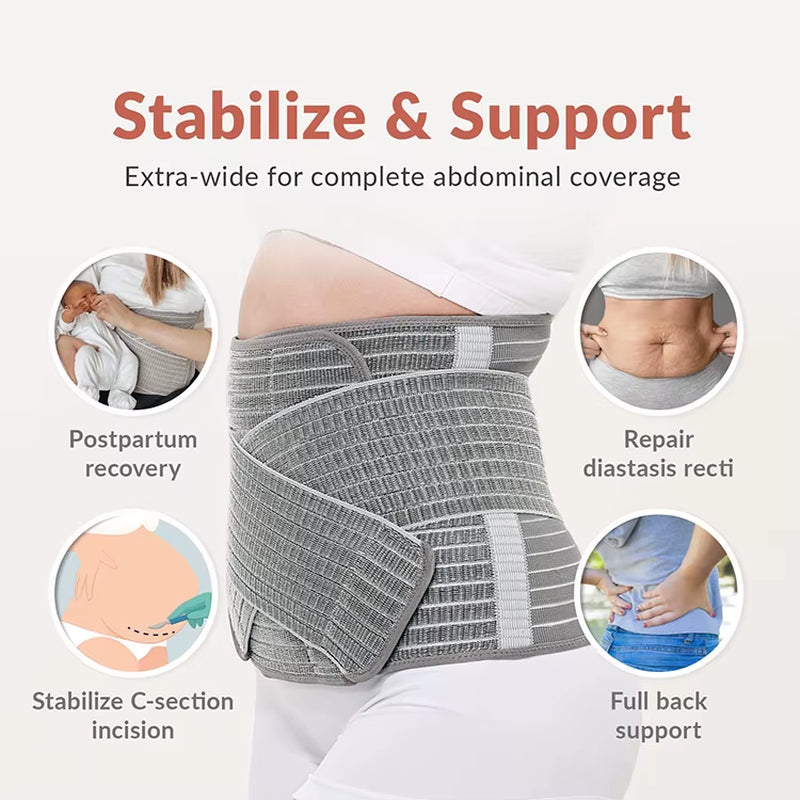 Logo Breathable Adjustable Nylon Bamboo Spandex Postpartum Belly Support Compression Abdominal Binder C Section