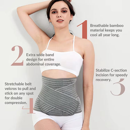 Logo Breathable Adjustable Nylon Bamboo Spandex Postpartum Belly Support Compression Abdominal Binder C Section